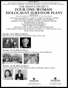 One-Woman Holocaust Survivor Play: Try to Survive: Rose Ickowicz Rechnic's Memory of the Holocaust @ Stockton University's John F. Scarpa Academic Center