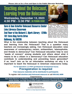 Teaching about the Holocaust, Learning from the Holocaust @ Sara and Sam Schoffer Holocaust Resource Center – Liviu Librescu Classroom, 2nd Floor of the Richard E. Bjork Library – E206c