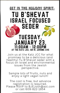 BJE: Tu B'Shevat Seder & Vegan Lunch @ JCC Board Room