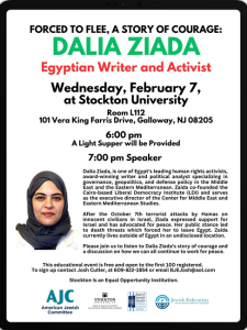 Targeted for Truth: Dalia Ziada Egyptian Liberal Writer and Activist: @ Stockton University