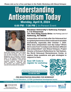 Understanding Antisemitism Today @ Stockton University’s Galloway Campus – L-112 Classroom
